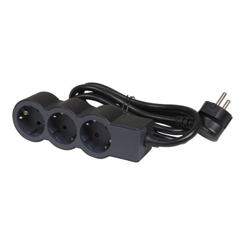LEGRAND - 694568 Power strip BLACK 3x2P + E with cable 5 meters / 1.5mm2 Standard Legrand