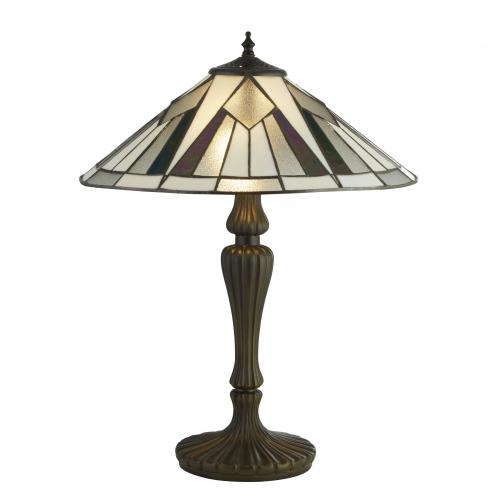 SEARCHLIGHT -  6073-42 Gatsby Tiffany Table Lamp Bronze/black/clear/white/multi 