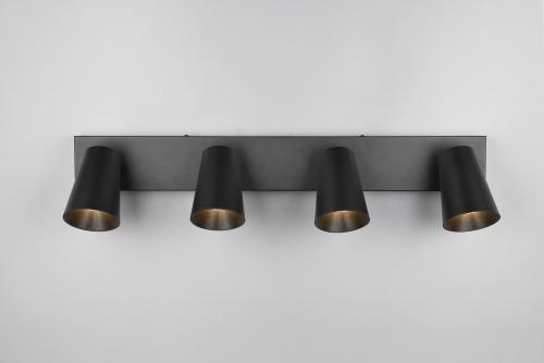 TRIO - Спот четворен, черен и златен ринг SHARP 817100432 4x GU10 10W черен