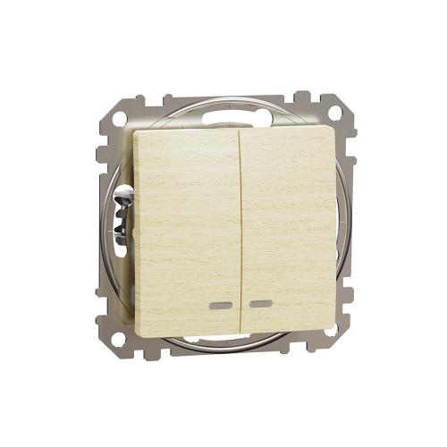 SCHNEIDER ELECTRIC - SDD180105L Сериен ключ синя индикация Sedna Design & Elements, 10А 250V, бреза, безвинтово свързване