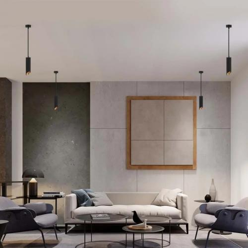 V-TAC - GU10 Hanging Pendant Black  55X300mm SKU: 6685