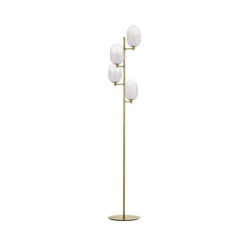 NOVA LUCE - Лампион D:12 W:52.8 H:165cm.  9009248  BALOR ⚡ LED G9 ⚡ 4x5W ⚡ 230Volt ⚡ IP20 ✴ Златен месинг/Бяло стъкло