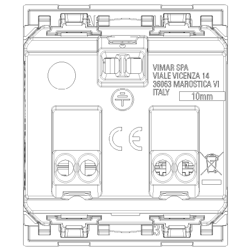 VIMAR - SICURY 2P+E 16 A 250 V~ universal socket outlet, Italian standard P40, canvas - 2 modules 30210.C