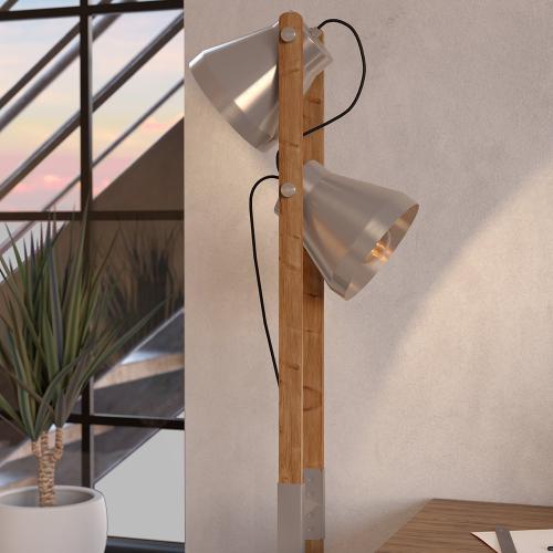 EGLO - лампион CAWTON E27 2X40W стомана, дърво - 43954