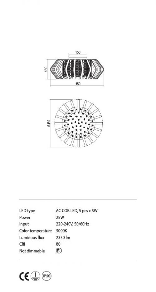 INCANTI - Плафон RENEE  IRN C5 11 PL 25W LED GOLD