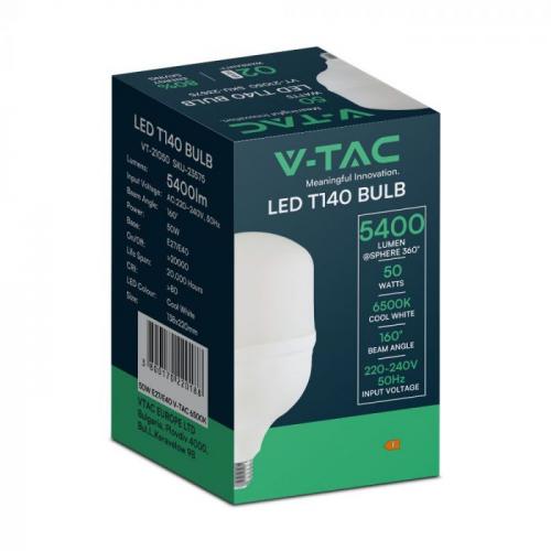 V-TAC - LED Крушка 50W Пластик T140 4000K E27 E40 Ring SKU: 23574