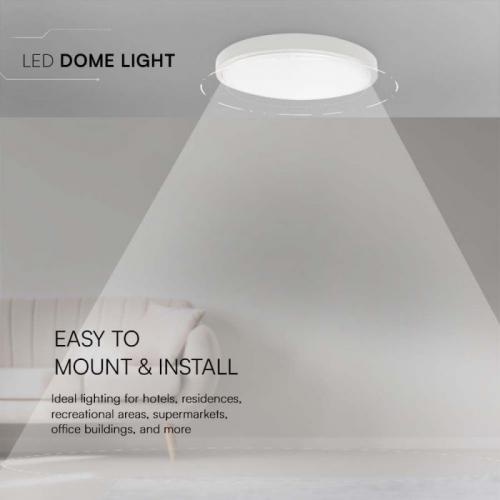 V-TAC - 24W LED Dome Light Round White Frame 4000K IP44 SKU: 76191