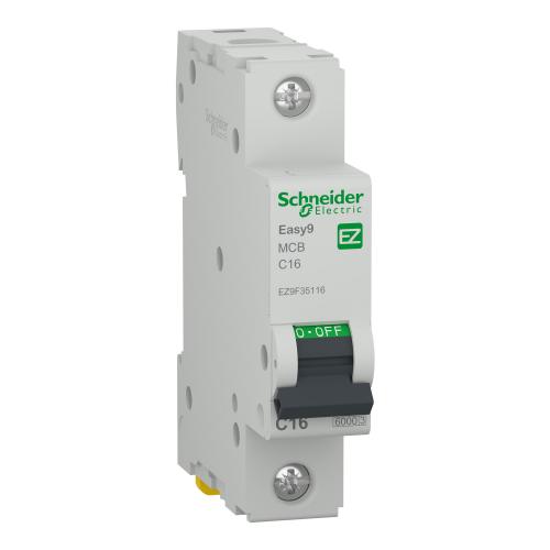 SCHNEIDER ELECTRIC - Автоматичен прекъсвач Easy9 1P 16A крива C 6kA EZ9F35116
