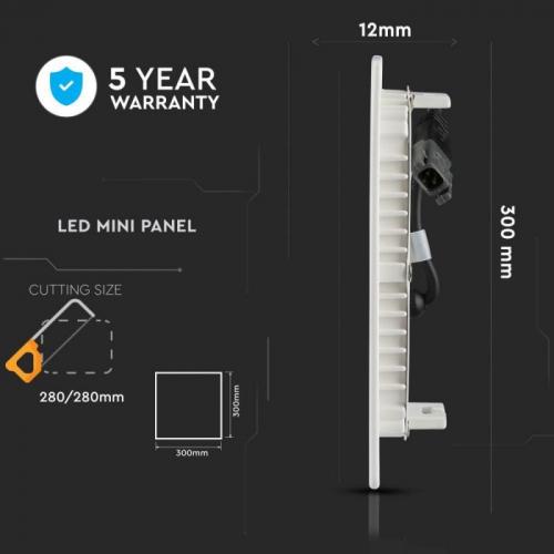 V-TAC - 24W LED Panel Premium SAMSUNG Chip Square 3000K SKU: 721