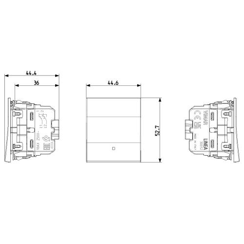 VIMAR - 1P 10AX revers.switch 2M in-line black, lightable - 30012.2G