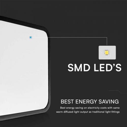 V-TAC - 18W LED Dome Light Square Black Frame 4000K IP44 SKU: 76431