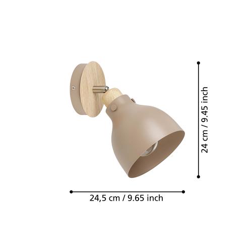 EGLO - Спот ARRECIFE Ø:145mm E27 1X28W пясъчен/дърво -  900711