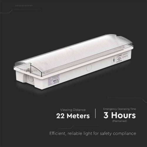 V-TAC - 3W LED Emergency Light With Self Test Button 6400K SKU: 7687