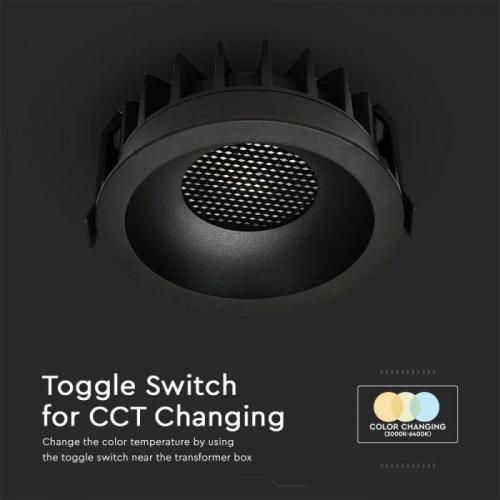 V-TAC - 12W LED Луна Bridgelux със смяна на цветната топлина  Черен Ринг + Черна Основа SKU: 23671