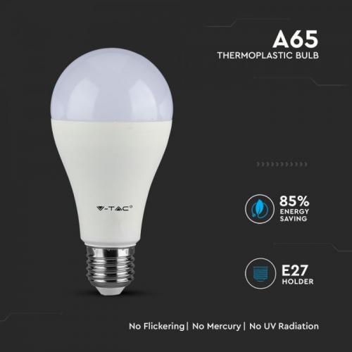 V-TAC - LED Bulb SAMSUNG Chip 17W E27 A65 Plastic White SKU: 164