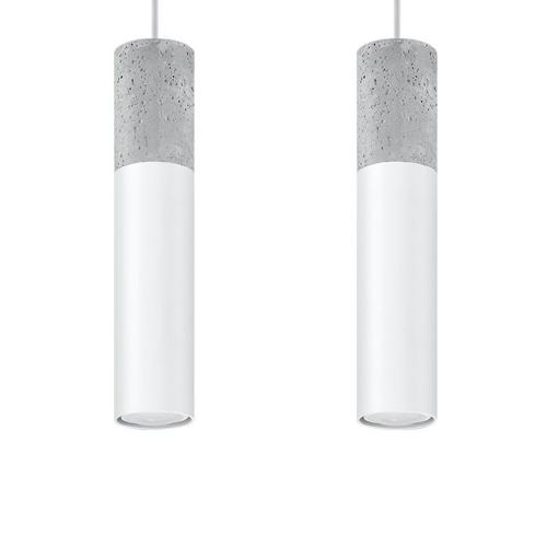 SOLLUX - pendant  lamp BORGIO 2 white grey concrete steel SL.0648