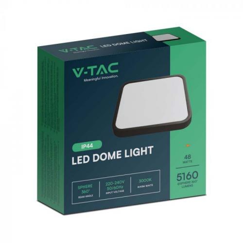 V-TAC - 48W LED Плафон Квадрат Черна Рамка 3000К IP44 SKU: 76481