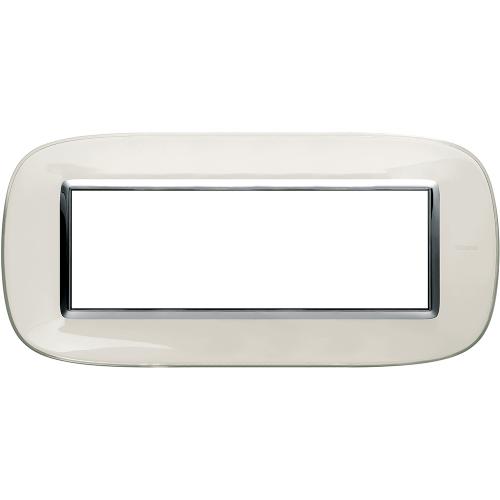 BTICINO - HB4806DB Elliptical cover plate 6modules - white liquid 