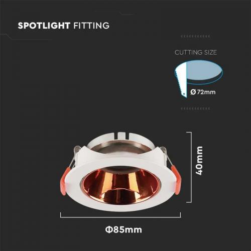 V-TAC - GU10 Fitting Round White Frame with Rose Gold Reflector SKU: 6649