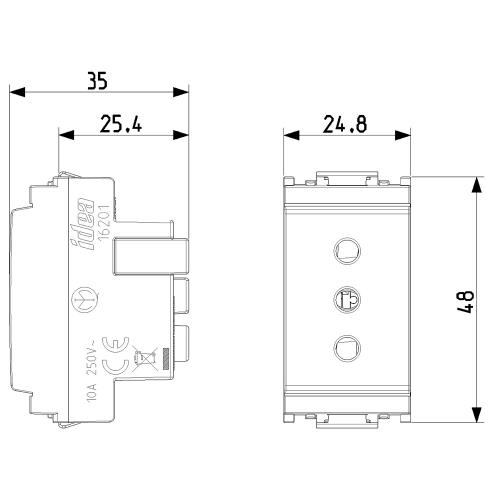 VIMAR - 16201.B - 2P+E 10A P11 outlet white