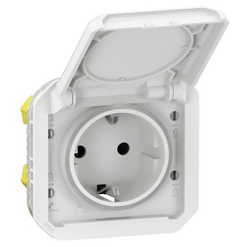 LEGRAND - Socket schuko 16A with child protection and aut. terminals mechanism color White IP55 Plexo New 69640L