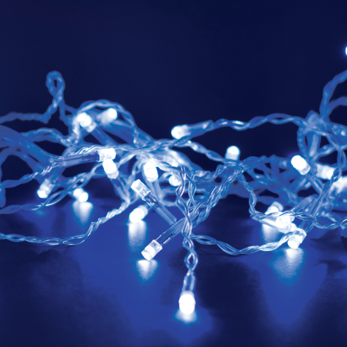 ACA LIGHTING - X08100621 100LED STRING LIGHTS PER 5cm BLUE ADAPTOR 31VDC & CONNECTABLE MAX 6 SETS IP44 3m TRANSPARENT CABLE