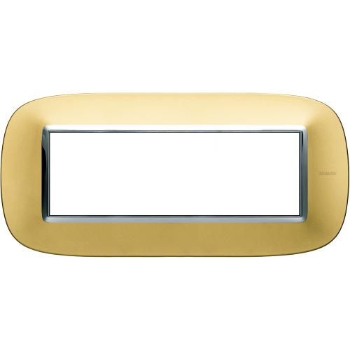 BTICINO - HB4806OSN Elliptical plate 6 modules - gold satin 