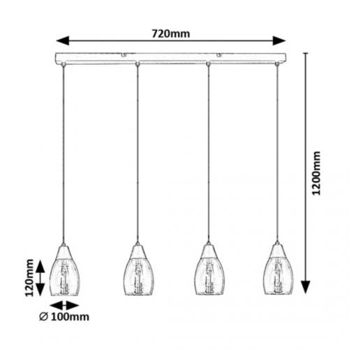 RABALUX - PENDANT  ILMARI 72184 E27 4X MAX 15W