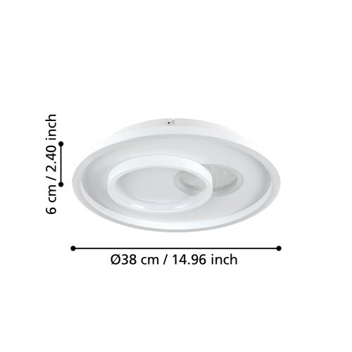 EGLO - LED Плафон TIRIOLO Ø:380mm 14W 1800lm 4000K бяло/сребърно - 901246