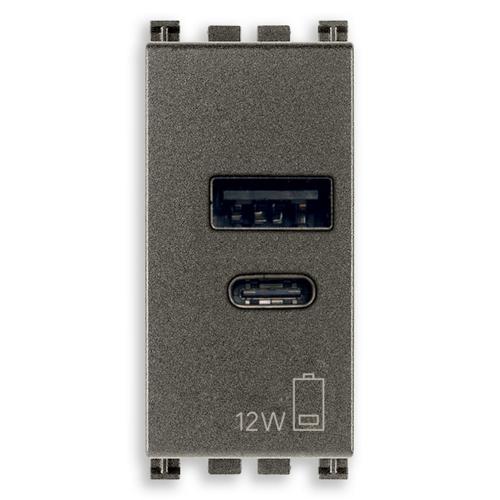 VIMAR - 19292.AC.M - A+C-USB supply unit 12W2,4A5V 1M Metal