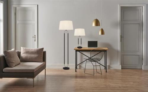 SEARCHLIGHT - Floor Lamp satin silver, black JAZZ EU41432SS Е27 60W