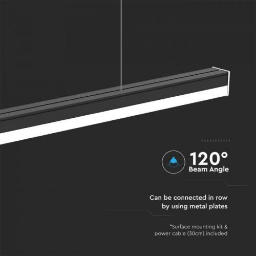 V-TAC - 40W LED Линейно Тяло Черно Тяло 4000K SKU: 23000