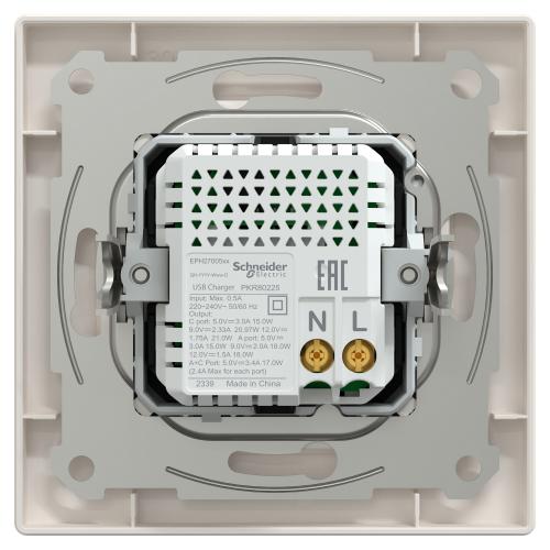 SCHNEIDER ELECTRIC - Asfora dual USB charger type A+C, 21W cream EPH2700523