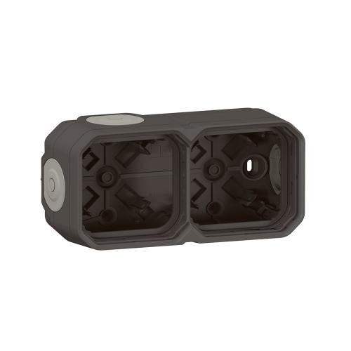 LEGRAND - DOUBLE box with 4x rubber membranes for outdoor installation Anthracite color IP55 Plexo New 69602L