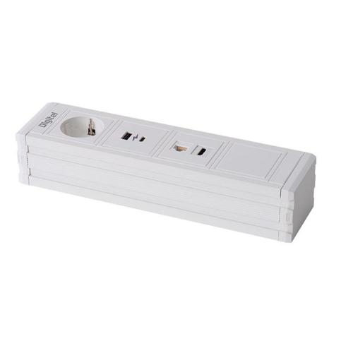 DIGITEL - Desk module Inox, Shuko, 3x socket 1х USBX2   UPD