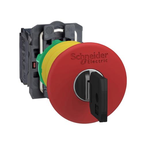SCHNEIDER ELECTRIC - Emergency stop button red with a key 1NO-1NC Ø22mm XB5 XB5AS9445