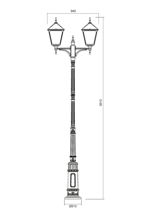 REDO GROUP - Уличен стълб HEIDELBERG 9224 ST331 E27 2X160W IP44