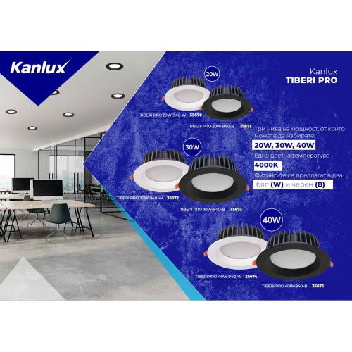 KANLUX - LED Луна за вграждане TIBERI PRO 30W-940-W 4000К - 35672