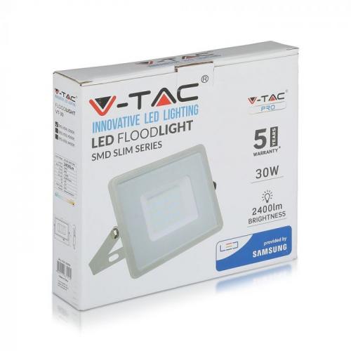 V-TAC - 30W LED Прожектор SAMSUNG Чип SMD Сиви Тяло 3000K SKU: 454