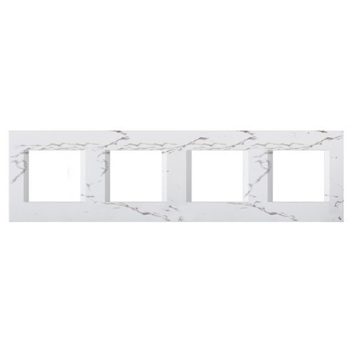 TEM - Рамка 2+2+2+2M немски стандарт, цвят Бял камък, Modul OL28SW