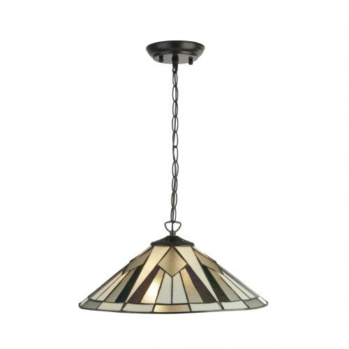 SEARCHLIGHT -  6072-42 Gatsby Tiffany 2lt Pendant, Bronze/black/clear/white/mult