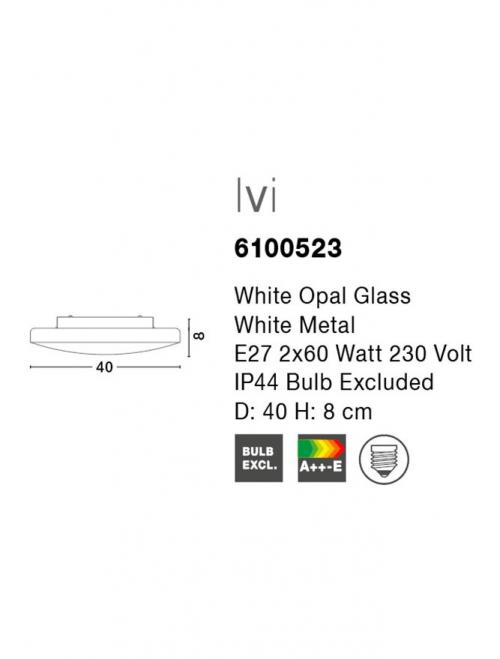 NOVA LUCE - Плафон IVI 6100523 E27 2x60W  D:40  H:8cm, IP44