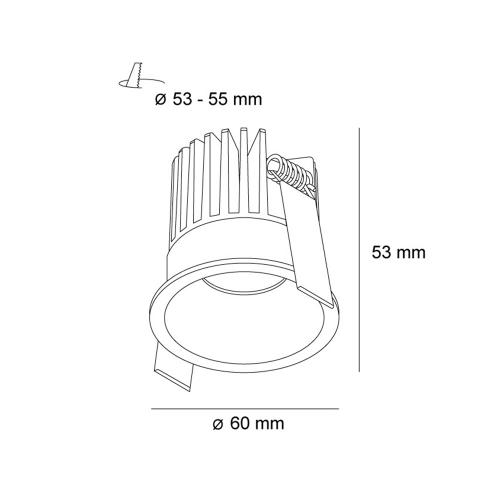 POLARIS LIGHTING - LED DOWNLIGHT HADES Ø60/53mm 7W 3000K 560lm 36° White 1062-7