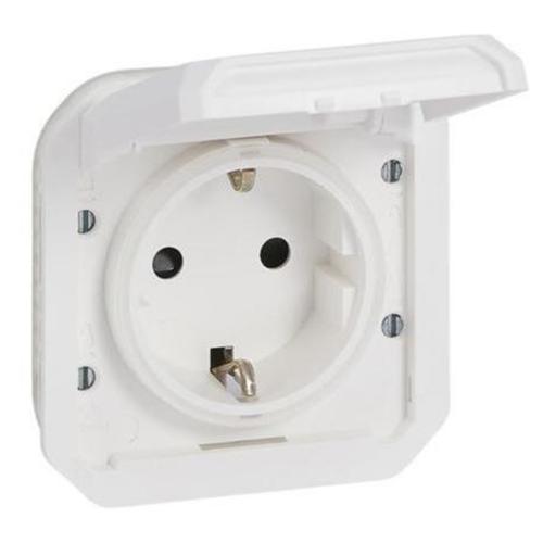 LEGRAND - Socket schuko 16A with child protection and screw terminals mechanism color White IP55 Plexo New 69639L