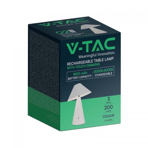 V-TAC - LED Настолна Лампа наклонена 1800mAh Батерия 180 x 240 3 в 1 бяло Тяло SKU: 7947