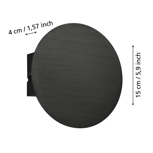 EGLO - LED wall light TALAMELLO Ø:150mm 4W 500lm 3000K black - 901198