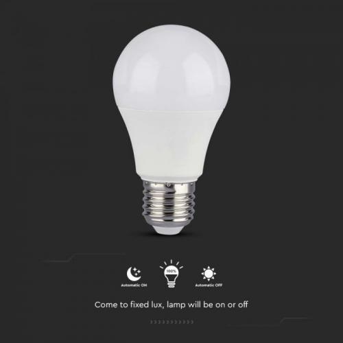 V-TAC - LED Bulb 8.5W E27 A60 Plastic Sensor 3000K SKU: 214459 