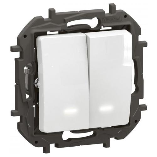 LEGRAND - 1-pole 2-circuits switch with backlight white Niloe New NP2121WH