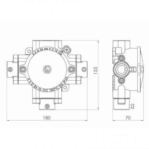 ATRA - 835334 Взривозащитена раклонителна кутия  3xФланец 3/4