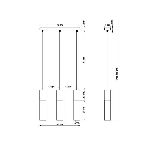 SOLLUX - pendant  lamp  PABLO 3 black  SL.0634